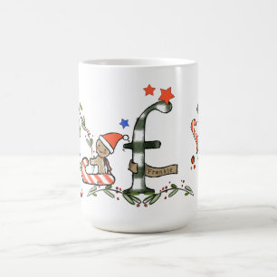 Mug Style Rétro Joli Monogramme de Noël F avec nom
