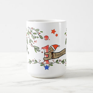 Mug Style Rétro Joli Monogramme de Noël I Avec Nom