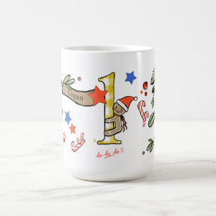 Mug Style Rétro Joli Monogramme de Noël L avec nom