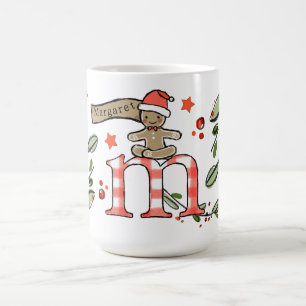 Mug Style Rétro Joli Monogramme de Noël M Avec Nom