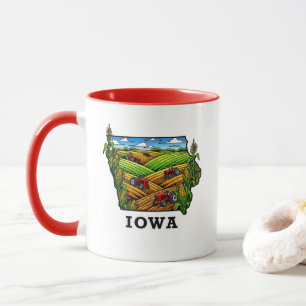 Mug Style tatouage de l'État de l'Iowa Cornfields Ferm