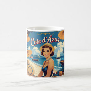 Mug Style vintage Côte d'Azur Beach Girl