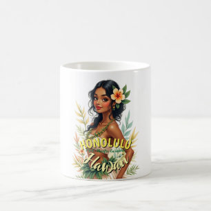 Mug Style vintage Hawaii Voyage Honolulu Hula Girl