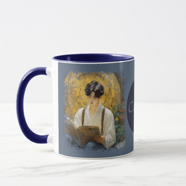 Mug Style Vintage romantique Art de la lecture de garç (Gauche)