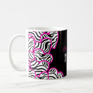 Mug Stylish Pink Sweet 16 Zebra Heart Design Nom