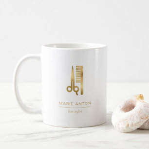 Mug Styliste cheveux chic ciseaux or peigne