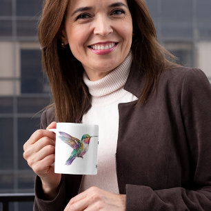 Mug Sublimation de colibri pour l'Oiseur Nom personnal
