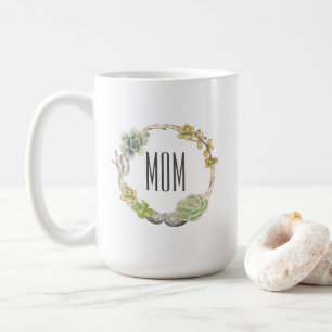 Mug Succulents, brindilles et jour de mère des pierres