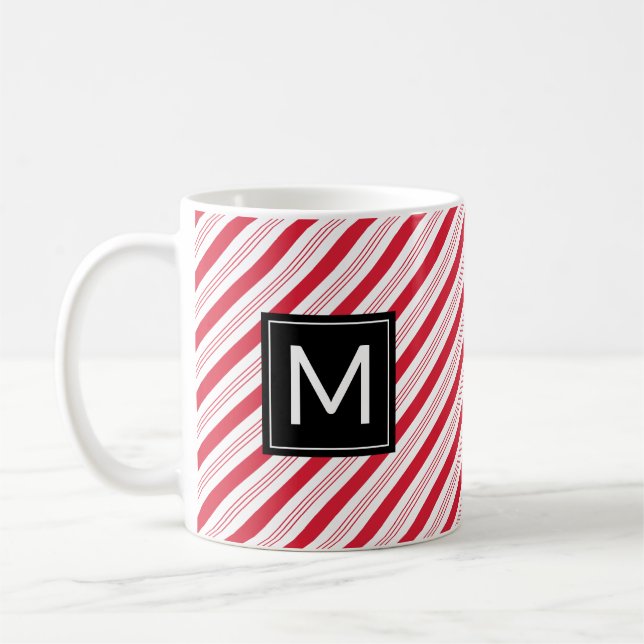 Mug Sucre de canne de menthe de Noël Rouge Grandes Tas (Gauche)