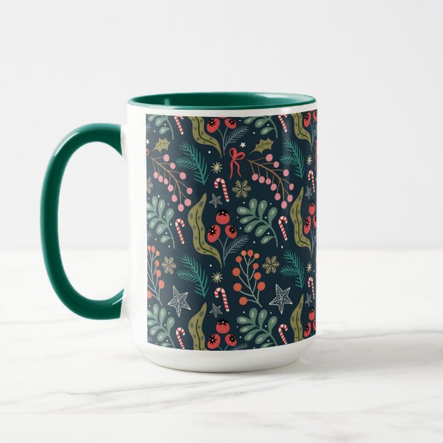Mug Sucre de canne festif et Holly Motif (Gauche)