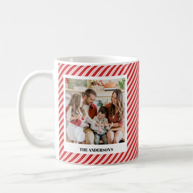 Mug Sucre de canne festif rayé Noël rouge photo (Gauche)