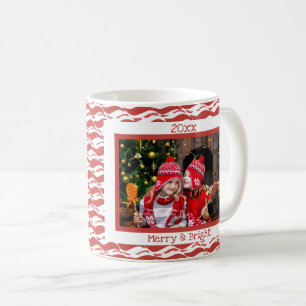 Mug Sucre de canne photo de Noël personnalisé Rouge Bl