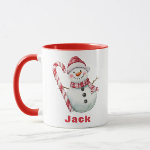 Mug Sucre de canne Snowman Vintage Noël