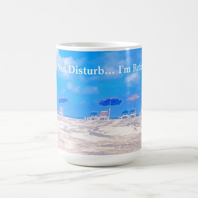 Mug Summer Beach Bleu Blanc cadeau de retraite (Centre)