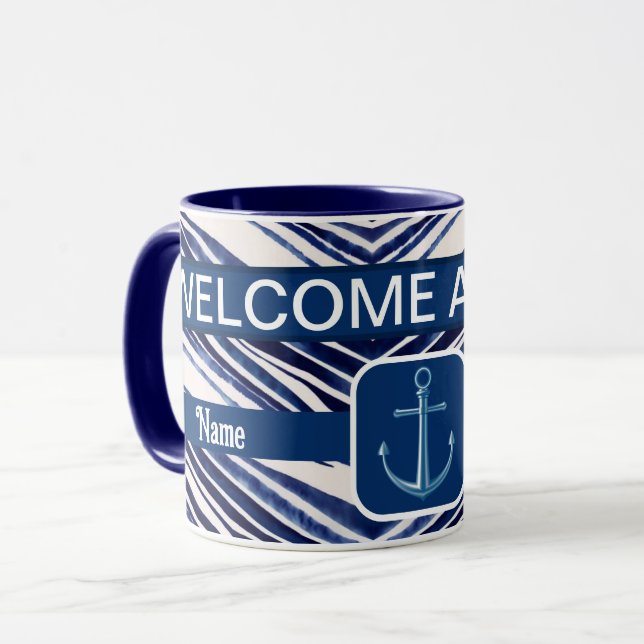 Mug Summer Navy Blue Boat Populaire Stripes Collection (Devant gauche)