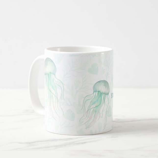 Mug Summer Pearl Watercolor Ocean Design (Devant gauche)
