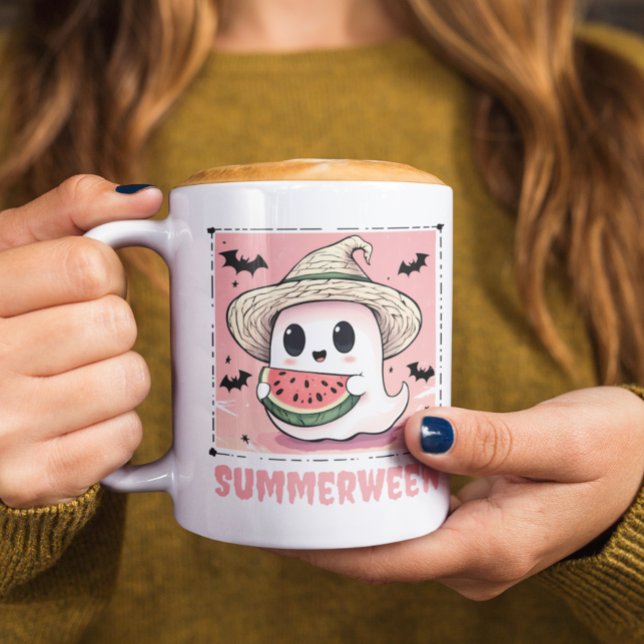 Mug Summerween Mignon Fantôme Pastèque Été (Créateur téléchargé)