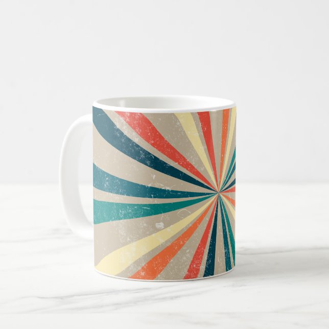 Mug Sunburst Arc-en-ciel rétro coloré (Devant gauche)