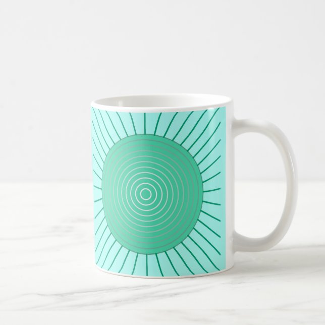 Mug Sunburst géométrique moderne - Aqua et Seafoam Gre (Droite)