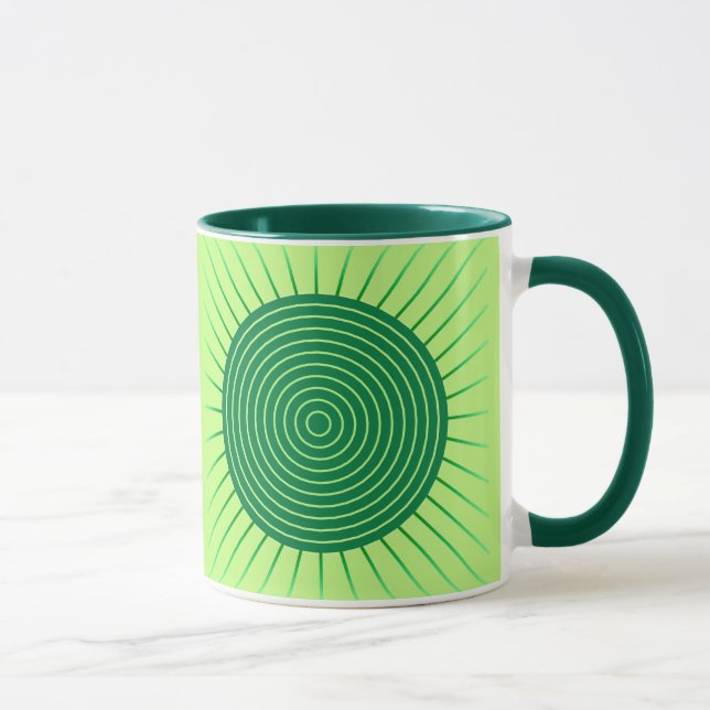 Mug Sunburst géométrique moderne - Vert émeraude et ch (Droite)