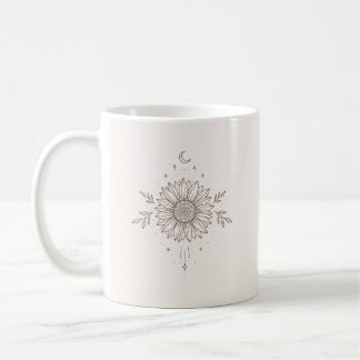 Mug Sunflower Moon Line Art