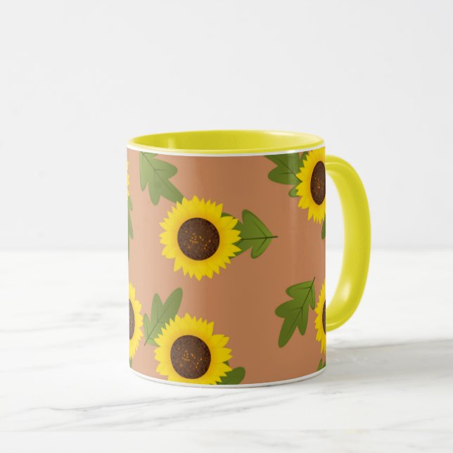Mug Sunflower Pattern Design – Cute Floral Aesthetic (Devant droit)