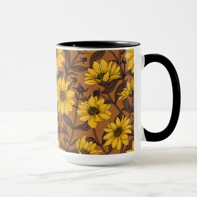Mug Sunroot, tournesol sauvage en jaune et marron (Droite)