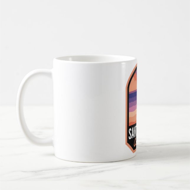 Mug Sunset rétro de père Noël Monica Beach CA (Gauche)
