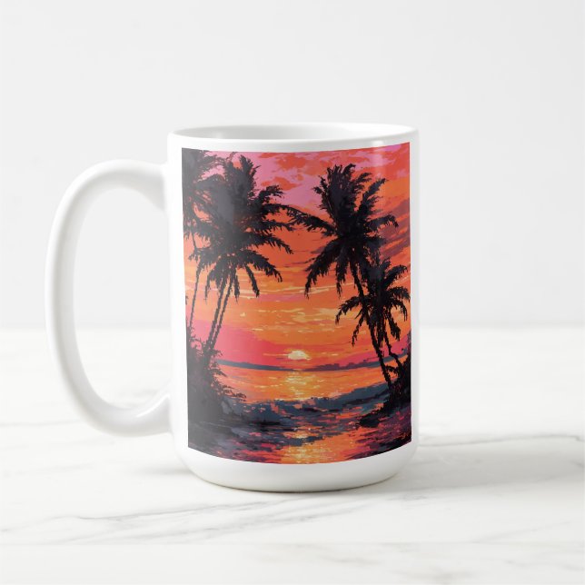 Mug Sunset Serenity Beach Scene (Gauche)