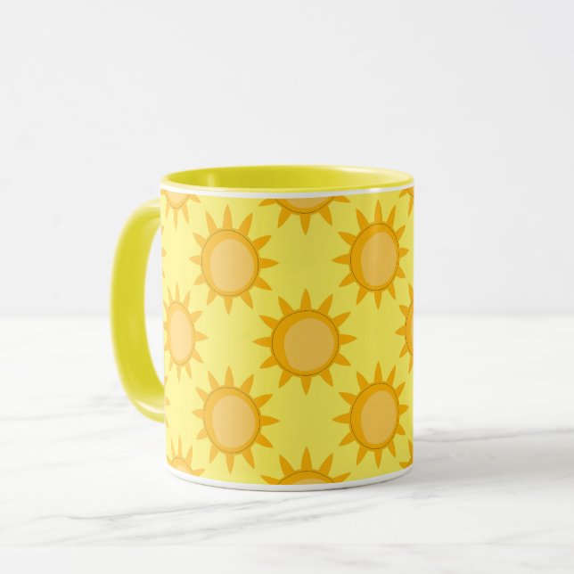 Mug Sunshine Sun Pattern Design On Yellow  (Devant gauche)