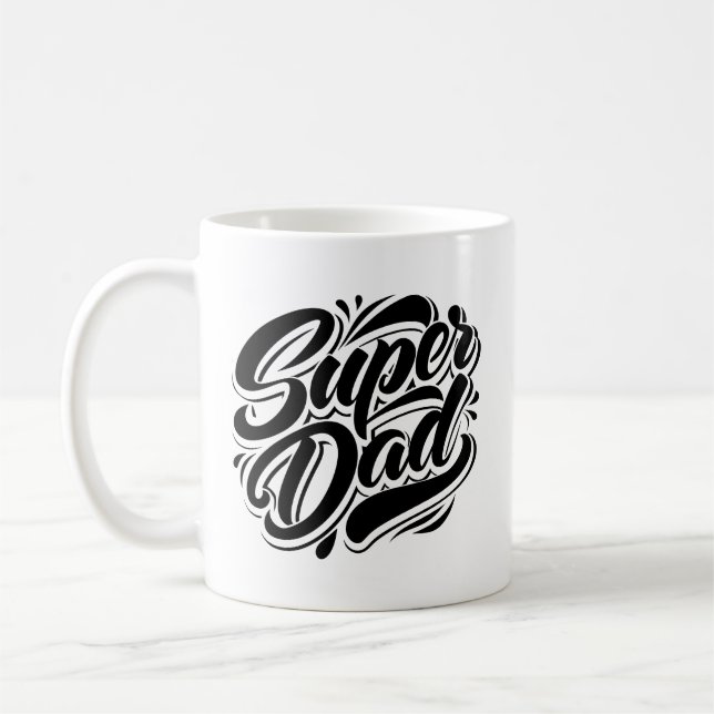 Mug Super Dad Hero Typography Design-67888 (Gauche)