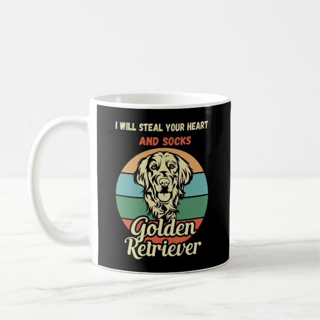 Mug Super Golden Retriver. Chien volant le coeur. Drôl (Gauche)