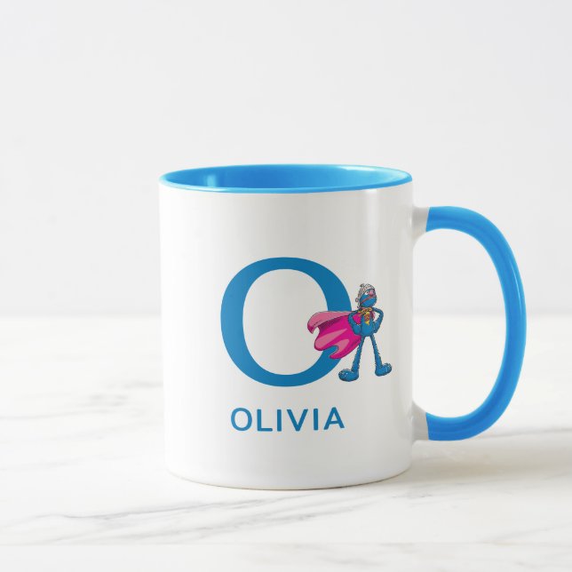 Mug Super Grover Ajouter Votre Nom Et Monogramme O (Droite)