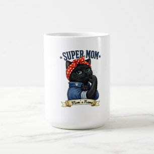 Mug Super Mama Black Cat – T-shirt pour la fête des Mè