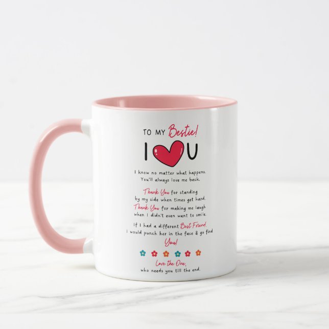 Mug Super Mignonne À Mon Bestie Amitié Fleurs D'Amour (Gauche)