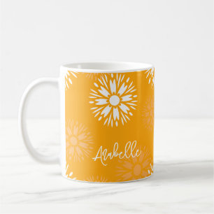 Mug Super Orange Daisy Fleur Rétro Nom Floral