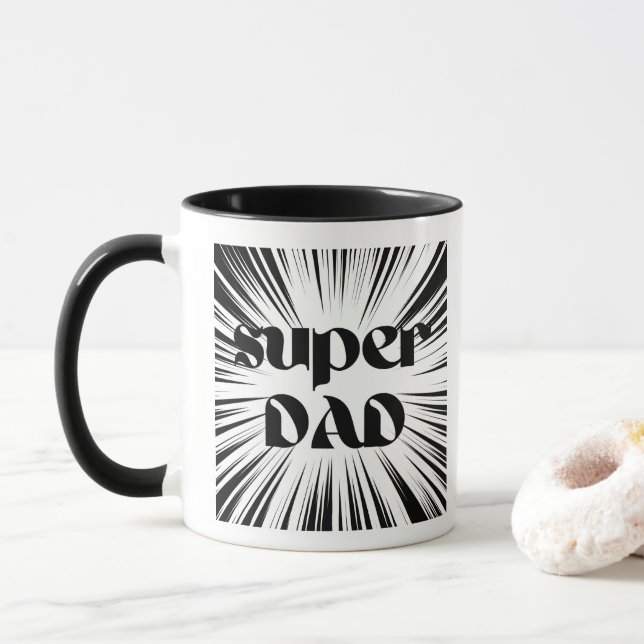 Mug Super Papa Mug, Superhero Thème, Cadeau pour père (Avec donut)