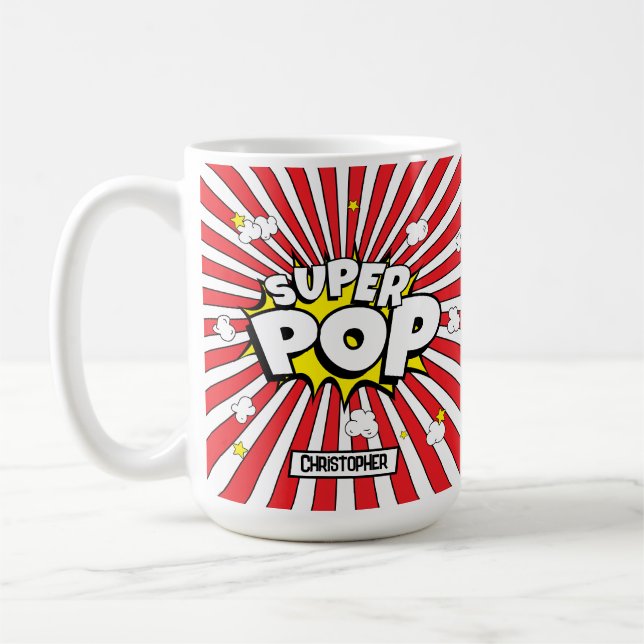 Mug SUPER POP! Drôle d'humour de papa Popcorn (Gauche)