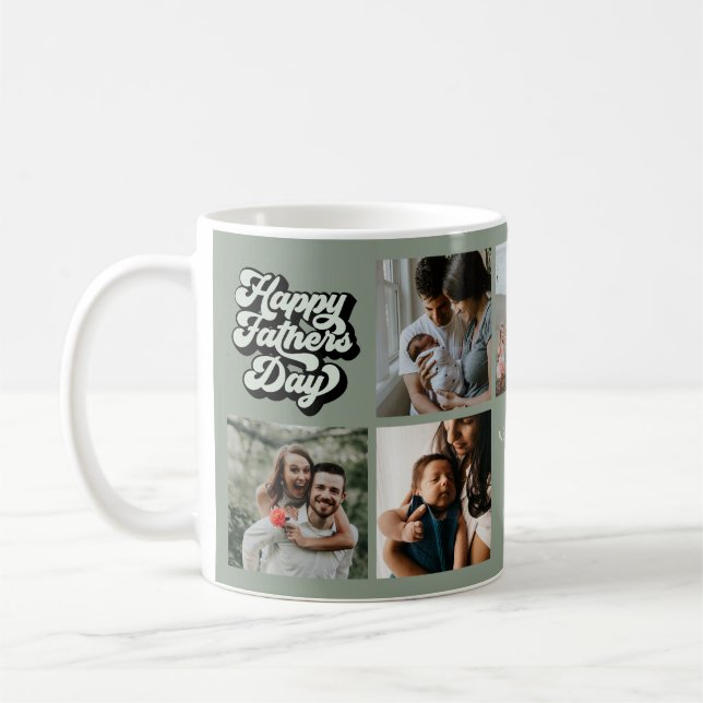 Mug Super Retro Happy Fête des pères 7 Photo Collage (Gauche)