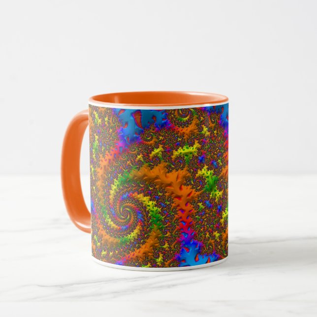 Mug Super Retro Psychédélique Spirale Fractale Art (Devant gauche)