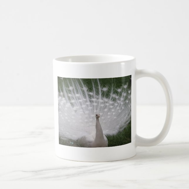 Mug Superbe blanc Peacock ( Paon) plein plume (Droite)