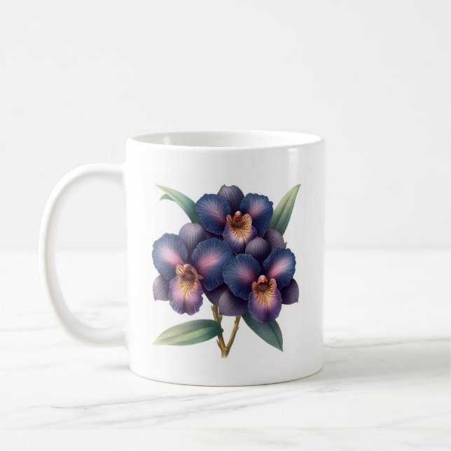 Mug Superbe orchidée classique bleue et magenta (Gauche)
