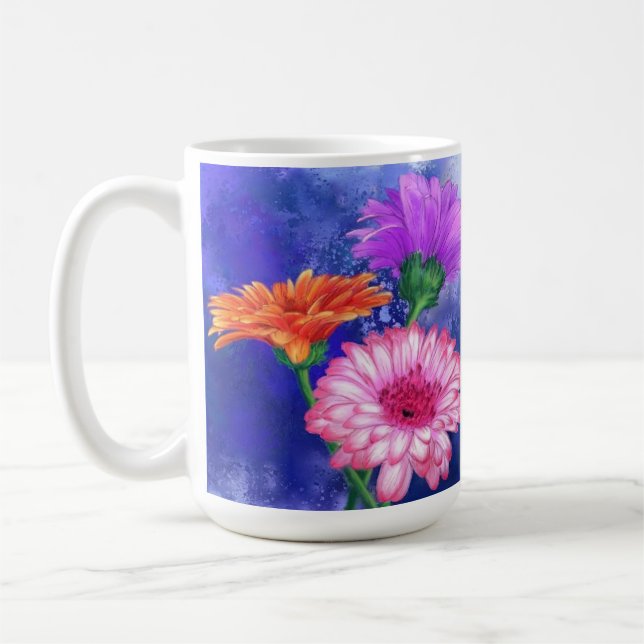 Mug Superbe peinture à trois couleurs Gerberas café Mu (Gauche)