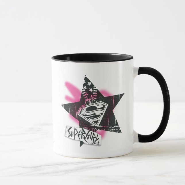 Mug Supergirl Pink Spray Star Peinture (Droite)