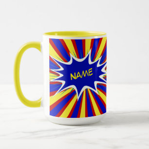 Mug Superhero de bande dessinée Nom personnalisé Cof