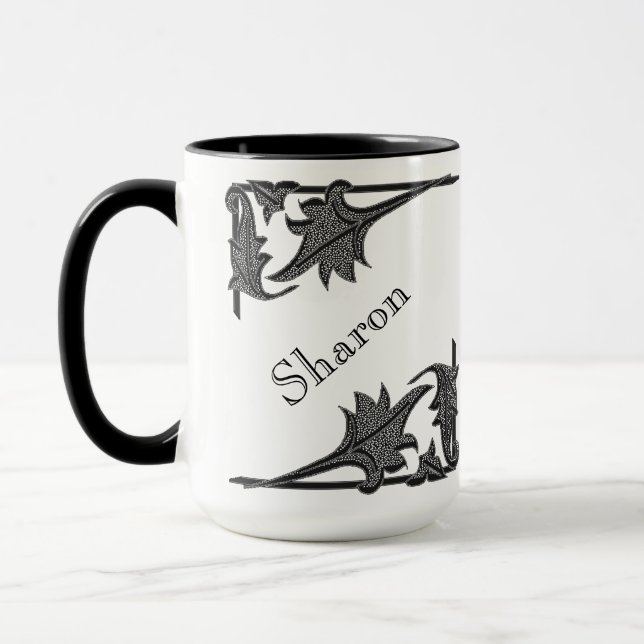 Mug - Supports d'angle et nom en noir (Gauche)
