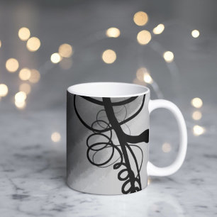 Mug Sur la grille : gris Abstrait, noir et blanc