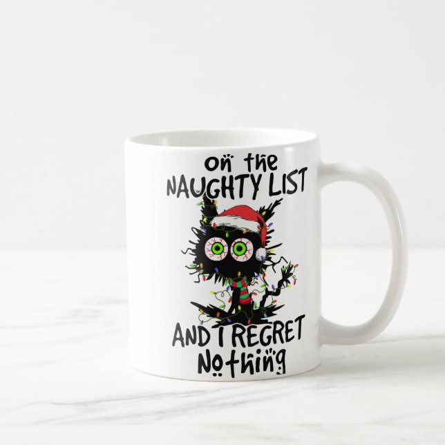 Mug Sur La Liste Coquine Et Je Regrette Rien Chat Noir (Droite)