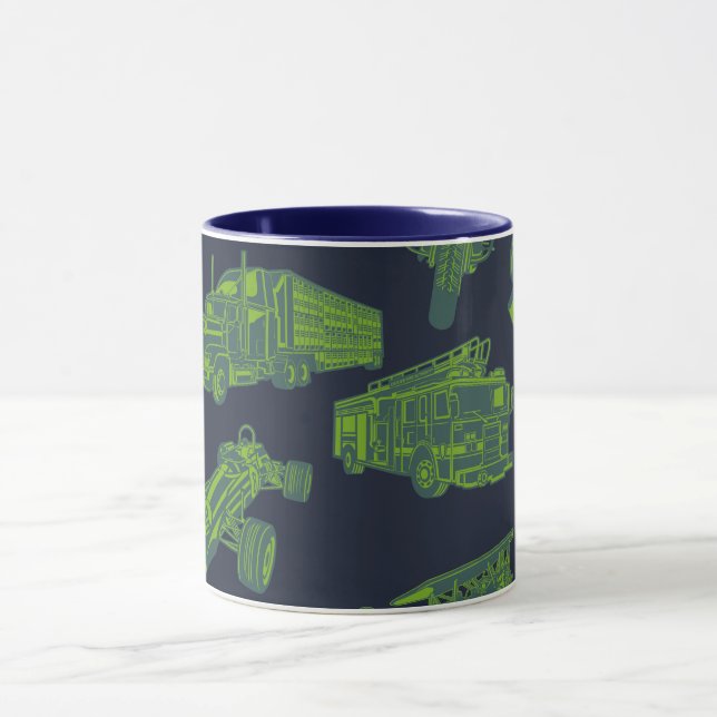 Mug Sur le Go Blue & Green Moving Véhicules Voitures G (Centre)