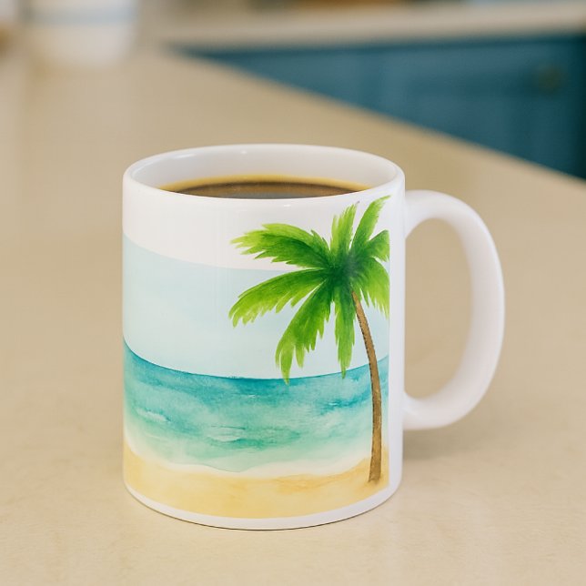 Mug Surf Sable   Palmier  Café  (Créateur téléchargé)